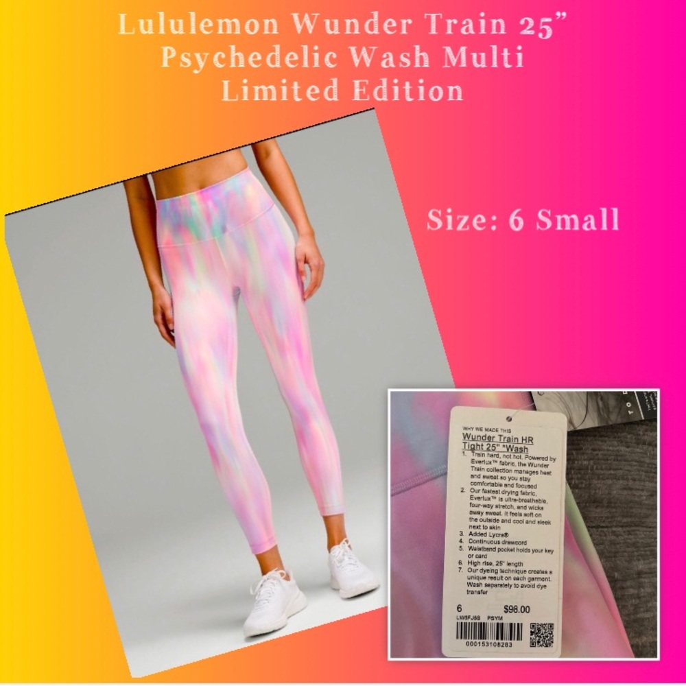 Lululemon Rare Wunder Train HR Tight 25” - Psychedelic Wash Multi 6 Small
